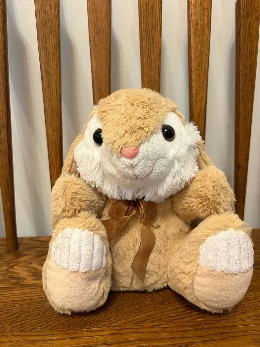 Tom's Toy International Bunny Brown White 9 Inch Plush Stuffed Animal with Ribbo